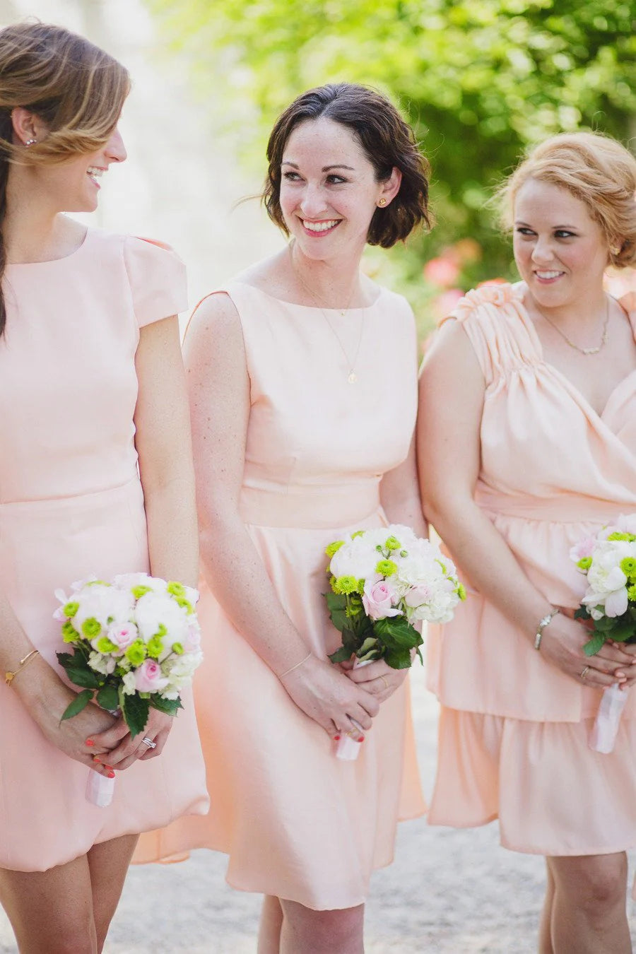 Bridesmaid dress chiffon knee length sleeveless backless short mini style