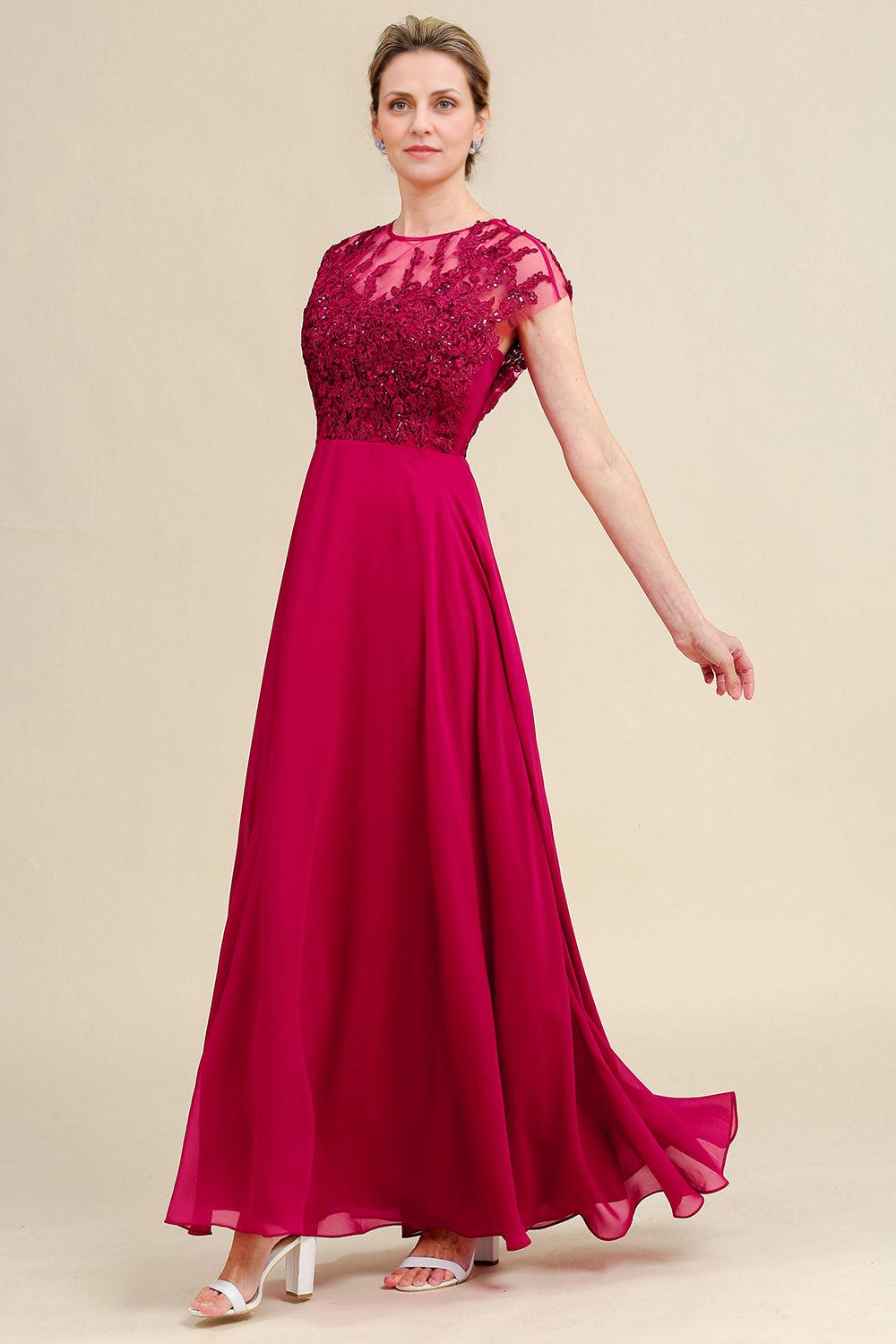 A Line Beading Appliques Mother Of Bride Dress