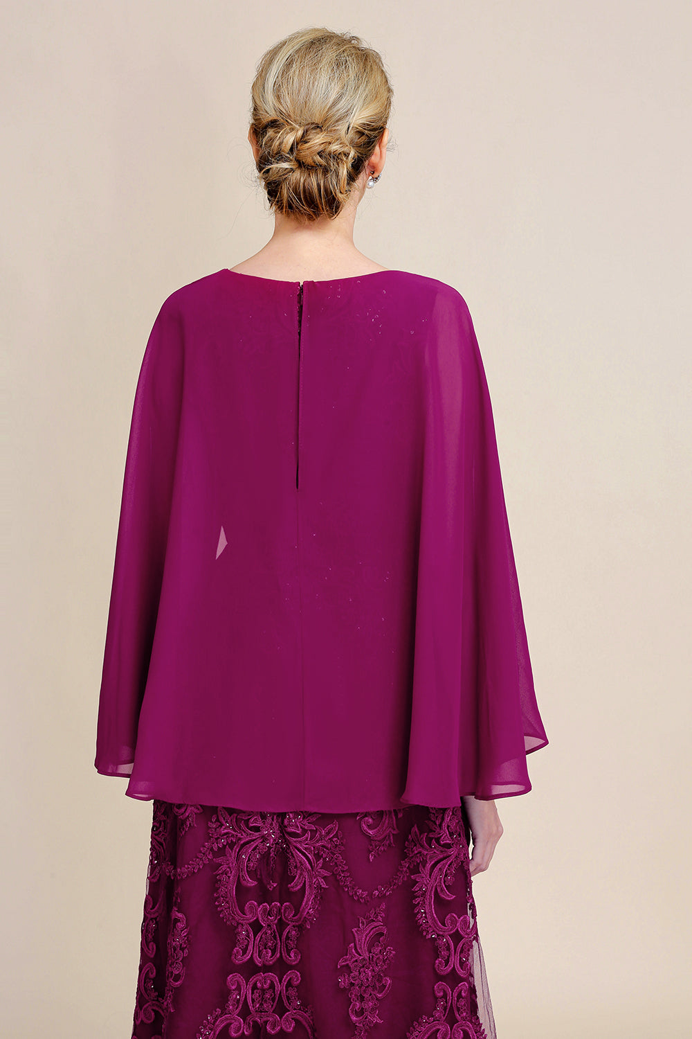 V Neck Beaded Batwing Sleeves Mother of the Bride Dress