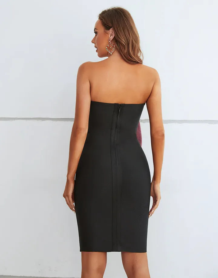 Cute and elegant strapless Bodycon cocktail dress paired with a bow