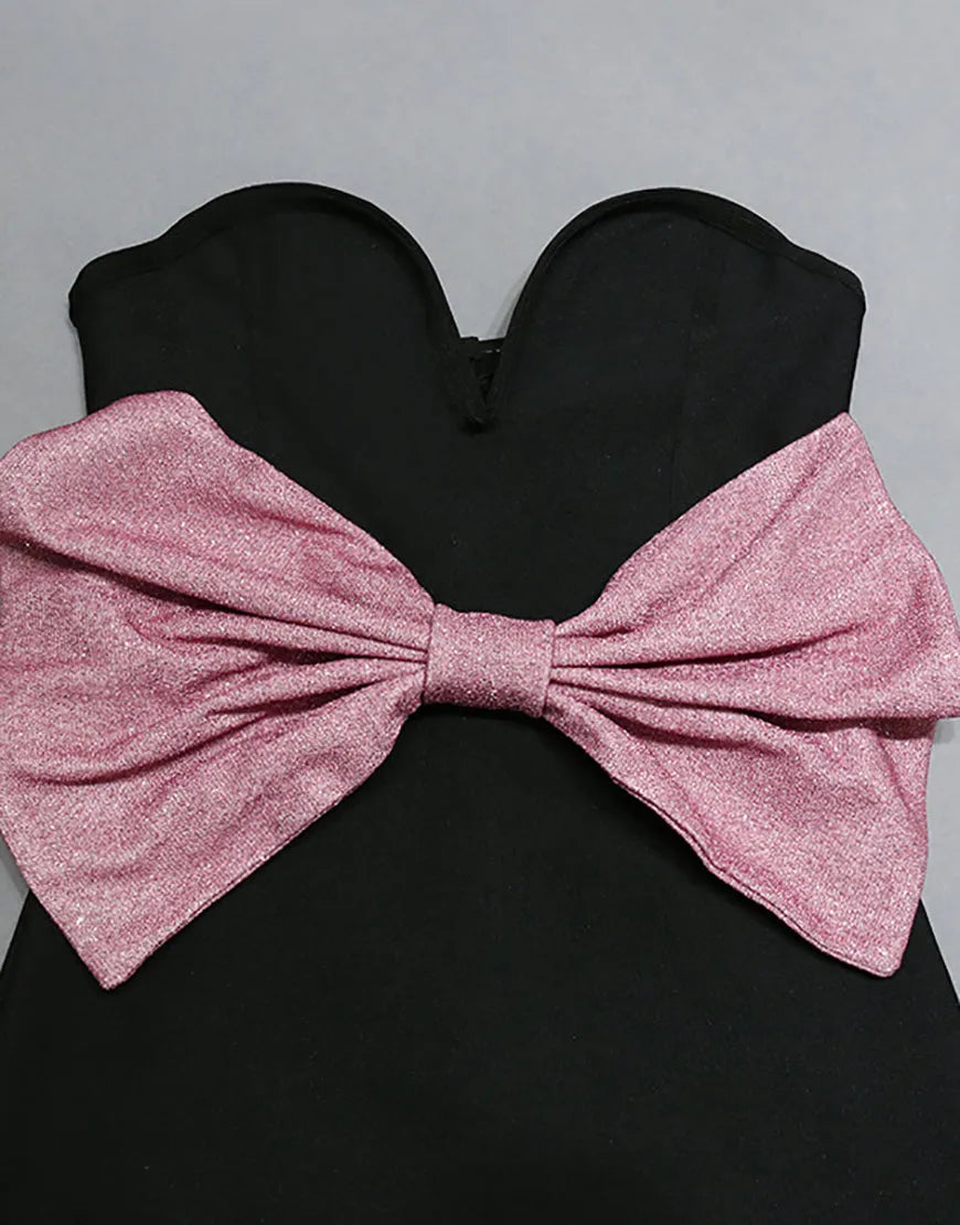 Cute and elegant strapless Bodycon cocktail dress paired with a bow