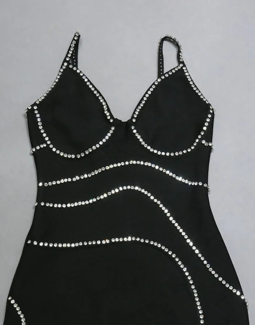 Italian Noodle Sexy Elegant Strap Midi Cocktail Dress Jewelry