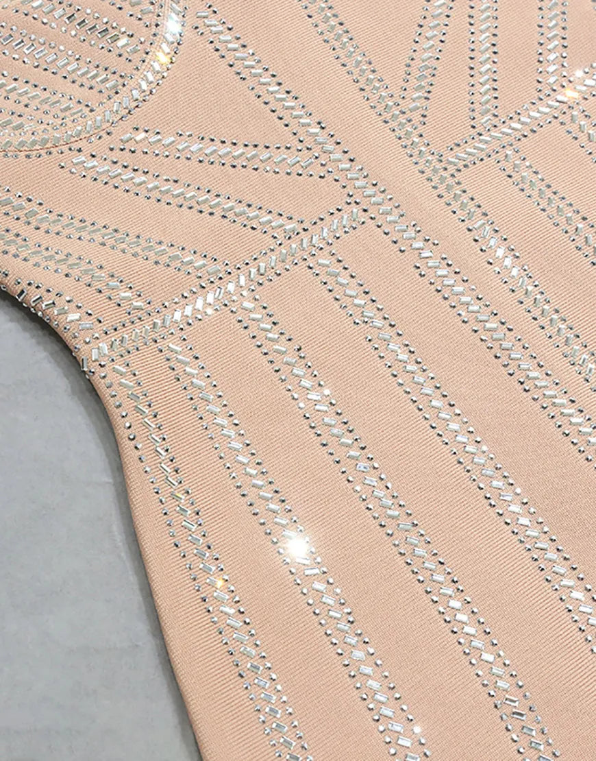 Beautiful sexy elegant strapless short powder blusher cocktail dress with tassels