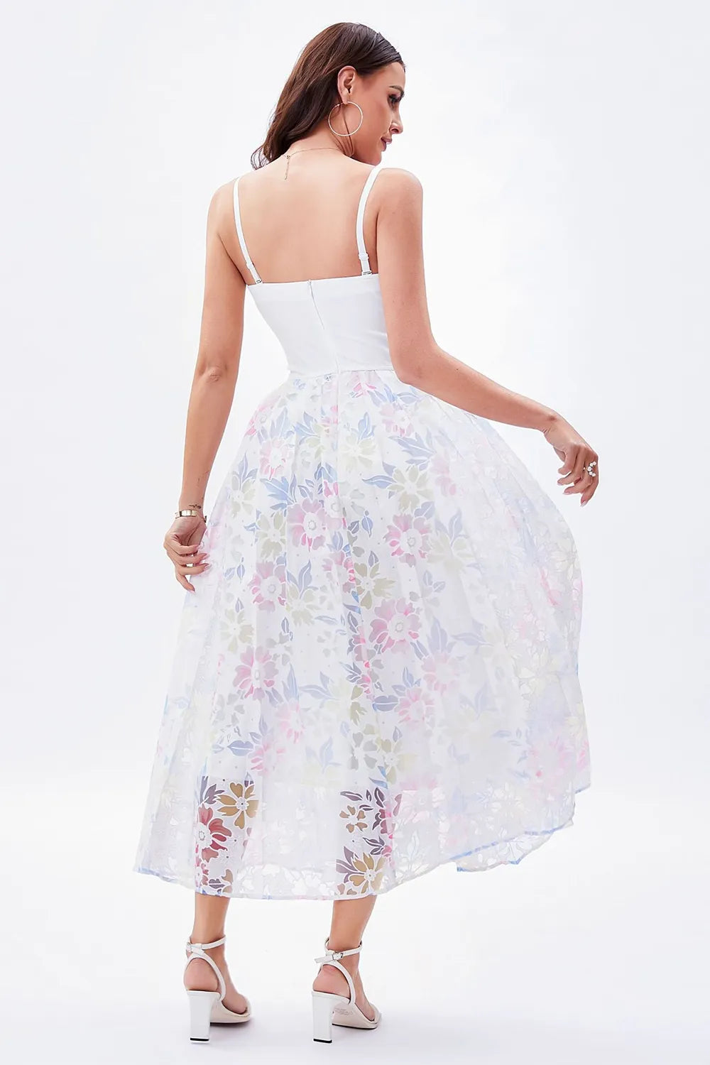 Bohemian A-line Italian Noodle Strap Tea Long Print Wine Party Dress