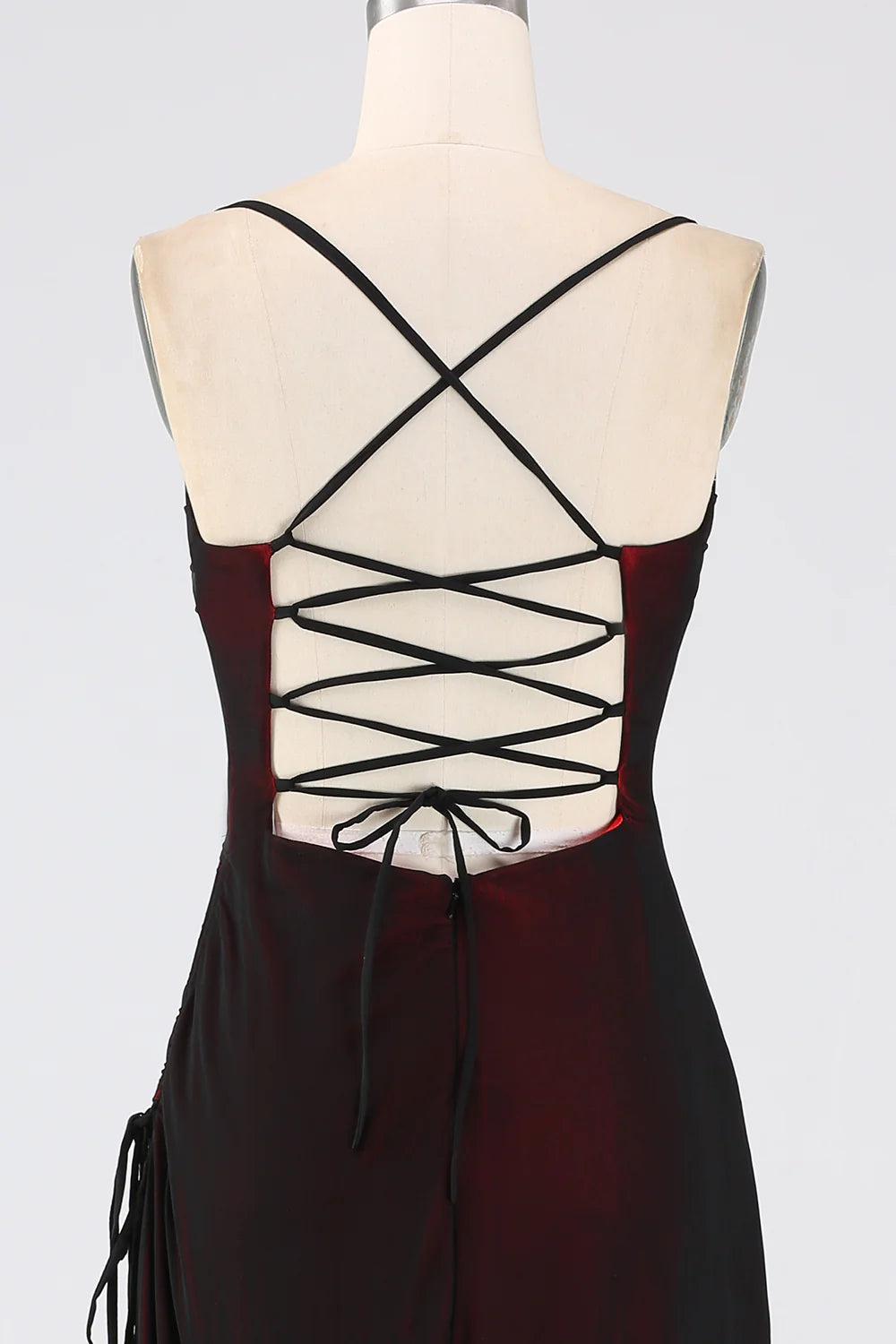 Sexy black and red floor slimming bridesmaid dress with a strap