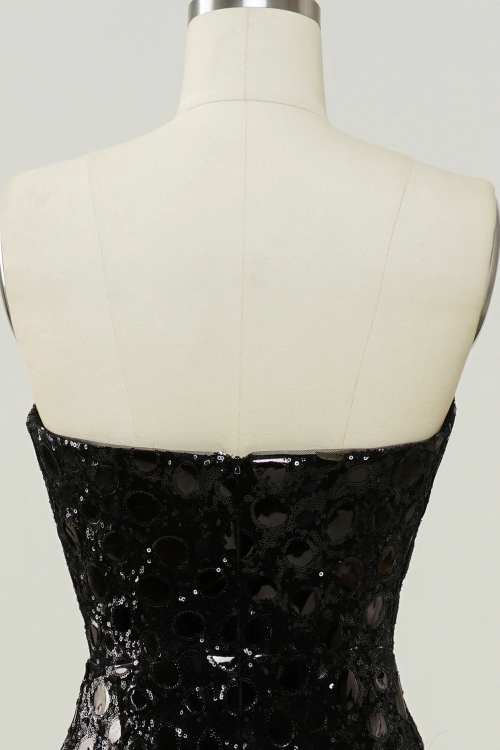 Black sexy strapless sequined mermaid dance dress