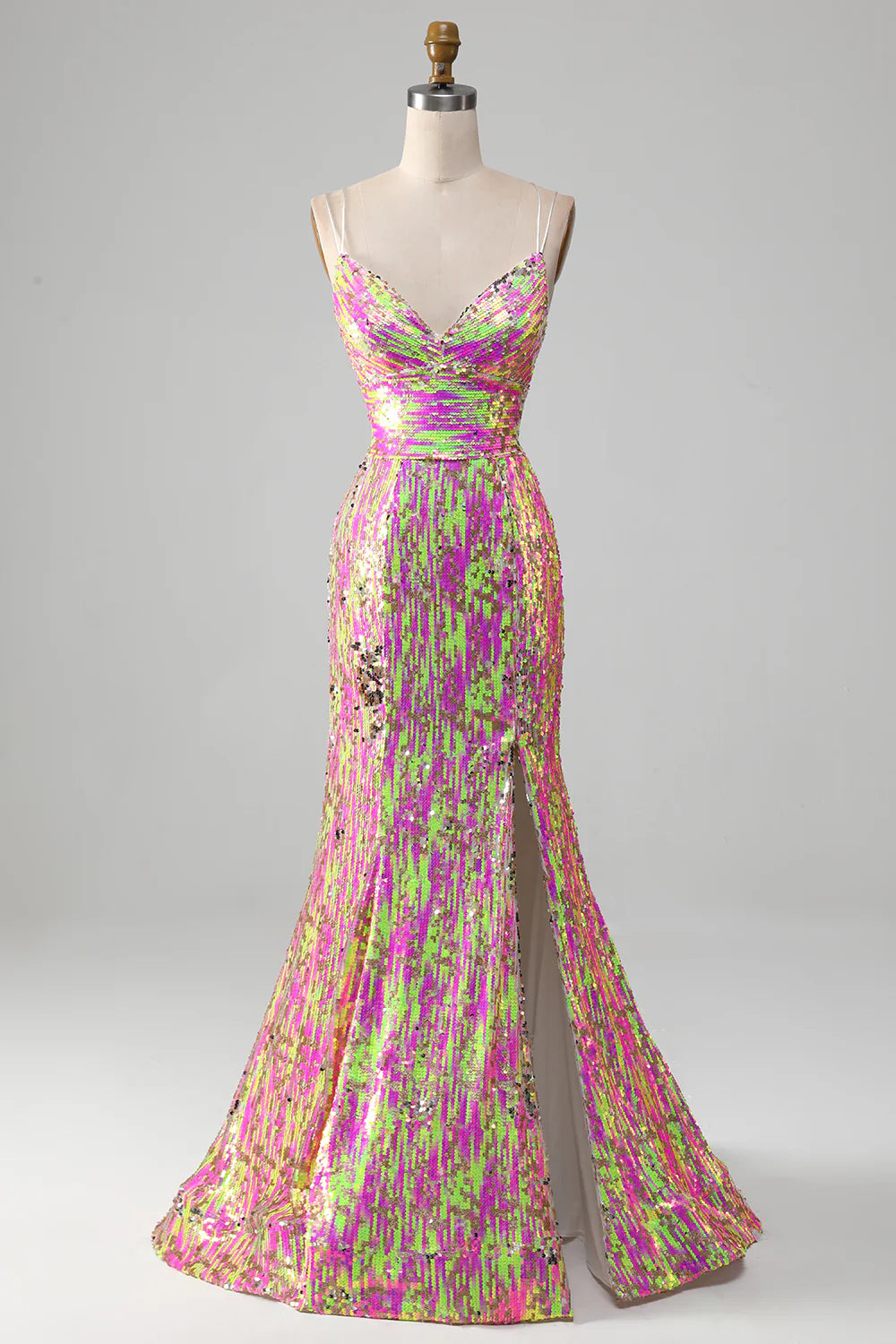 Sexy Pink Sparkling Slim Fit Mermaid Ball Dress