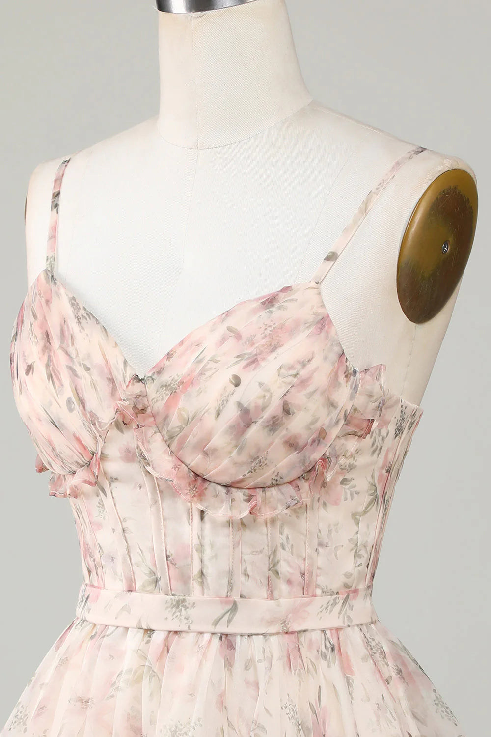 A-Line Corset Floral Short Homecoming Dress with Lace Up Back