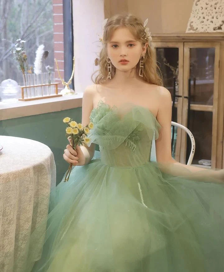 Charming strapless ruffled tea long lace up sheer back to school ball short ball dress
