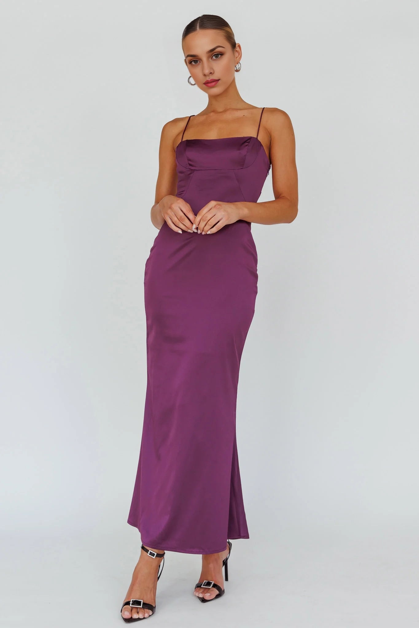 Charming lace up back, extra long adjustable shoulder straps, lace up bridesmaid dress