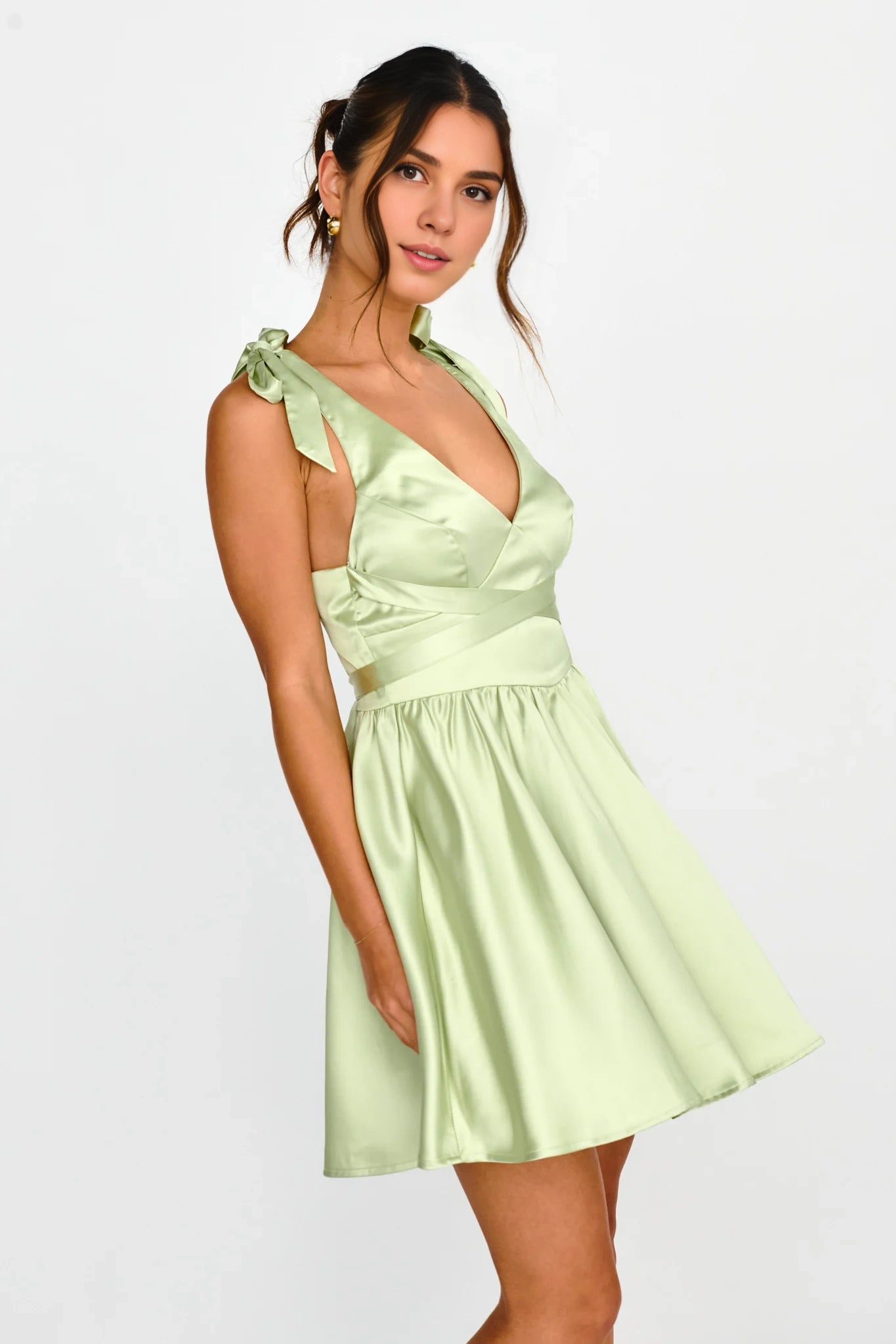 Charming satin mini lace up shoulder strap with back zipper Homecoming Dresses