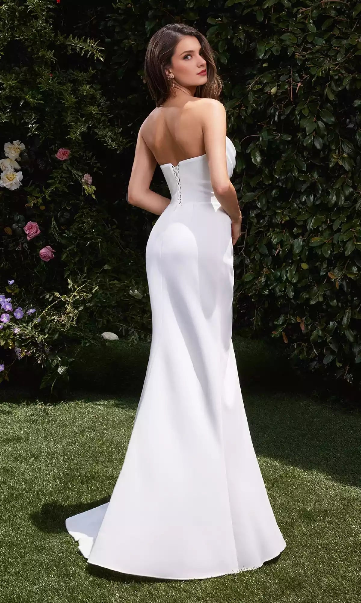 Charming strapless long pleated round neck with slim lace up side slits, shining Prom Dresses