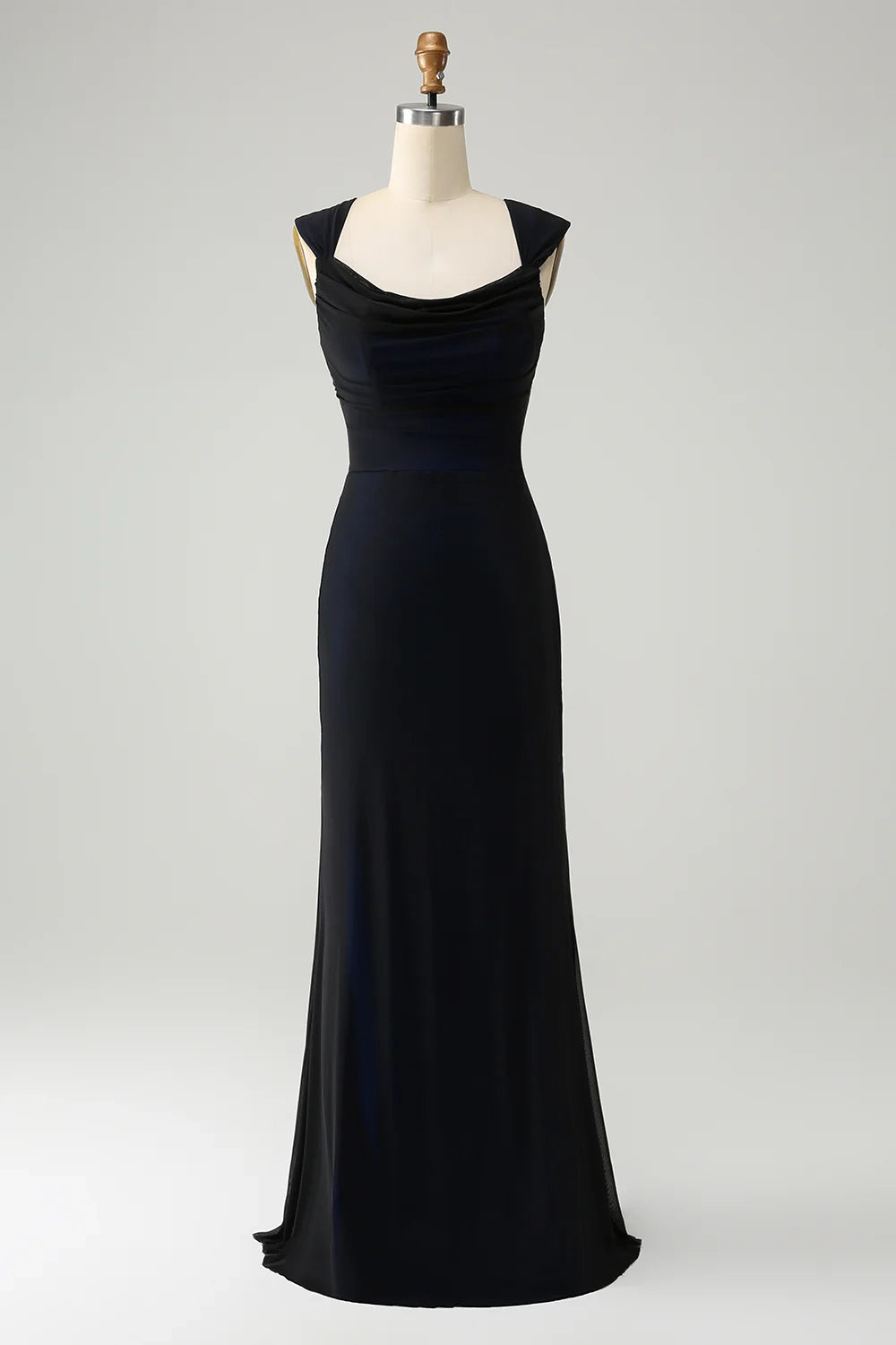 Charming tight fitting pendant collar long back lace up bridesmaid dress
