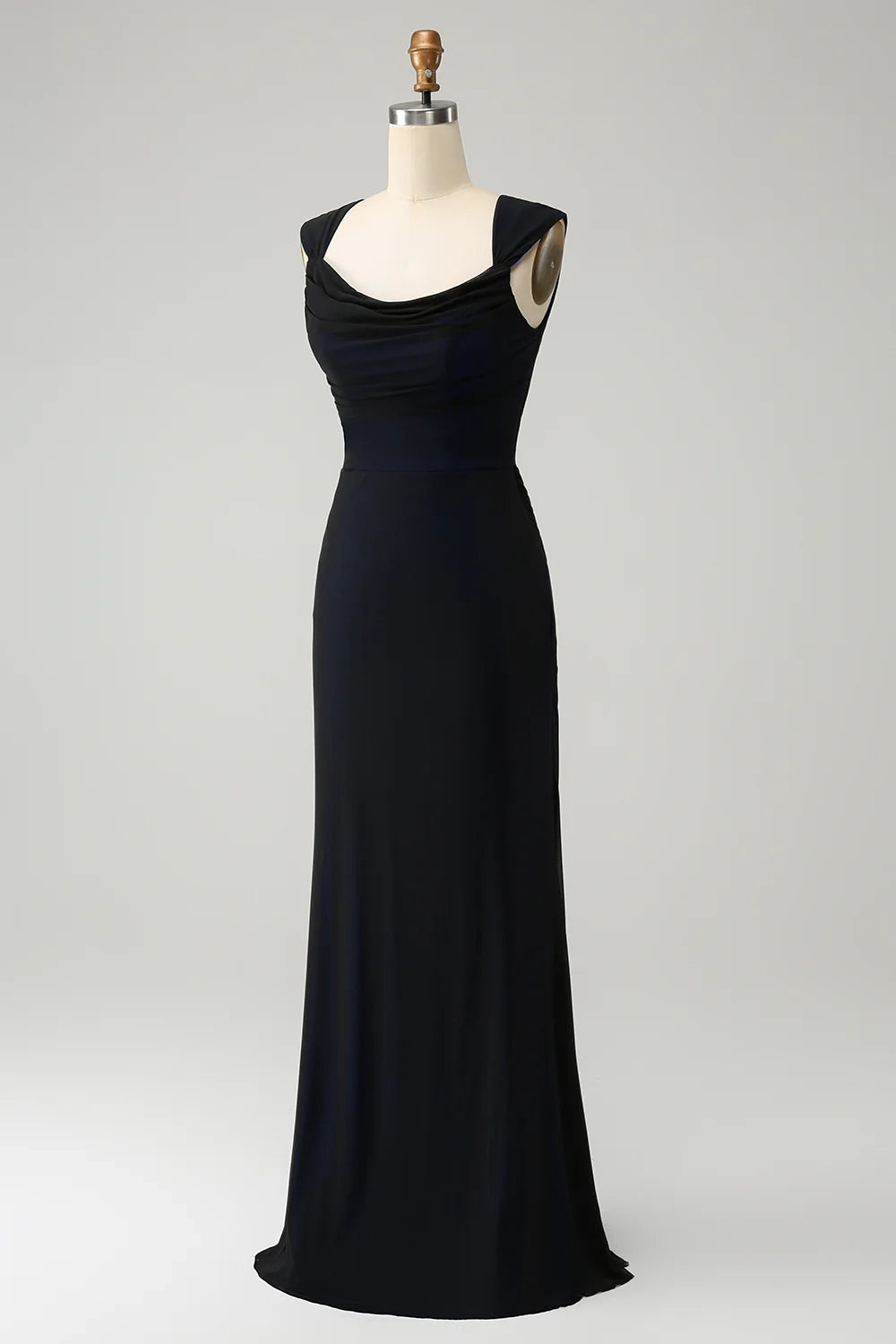 Charming tight fitting pendant collar long back lace up bridesmaid dress