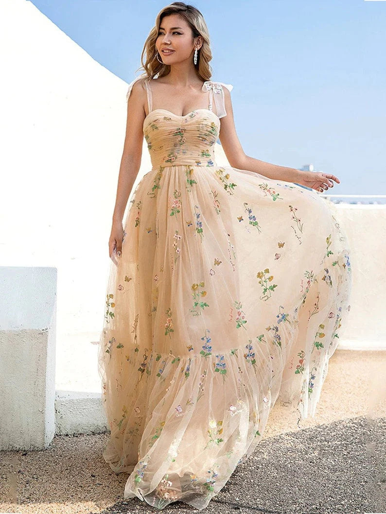 Strap Ball Dress A-line Long Party Evening Dress