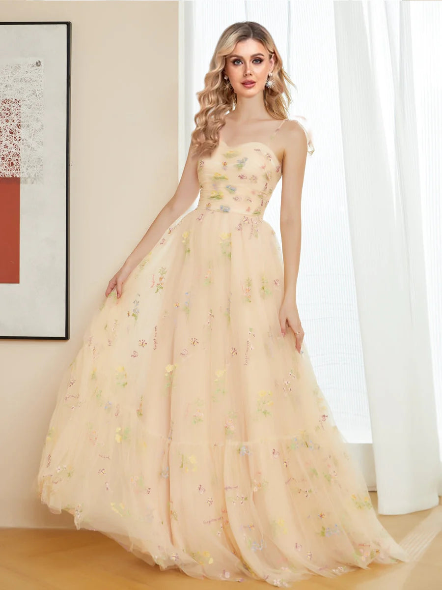 Strap Ball Dress A-line Long Party Evening Dress