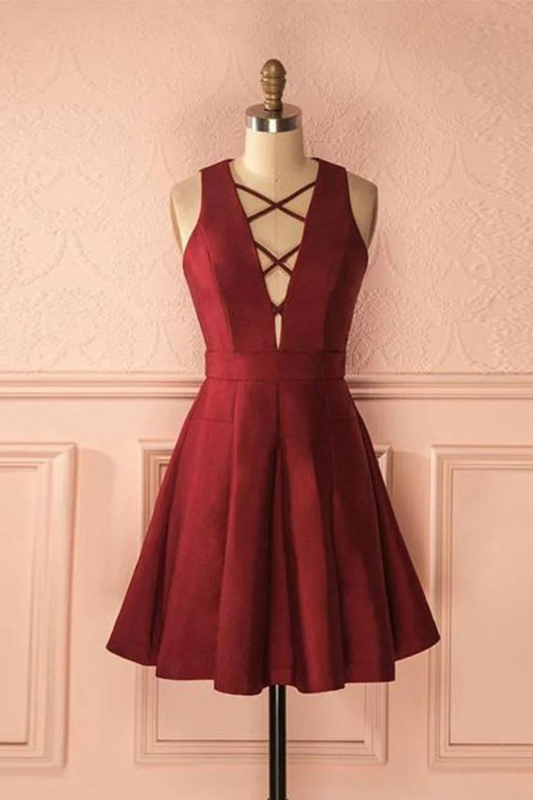 Classic Elegant Satin Back to School Party Dress with Shoulder Straps Satin A-line Zipper Top