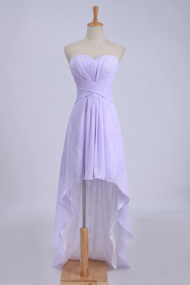 Asymmetric hem sweetheart A-line chiffon dress