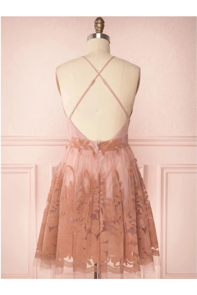 Cute and Sweet V-Neck Strap Back to School Dress Short Mini