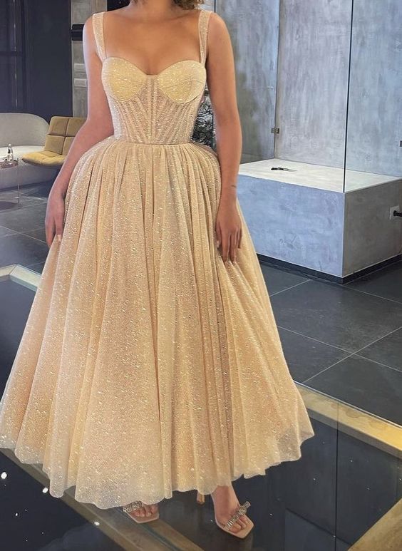 Cute Sweetheart Ankle Length Tulle Italian Noodle Strap Back to School Party Dress