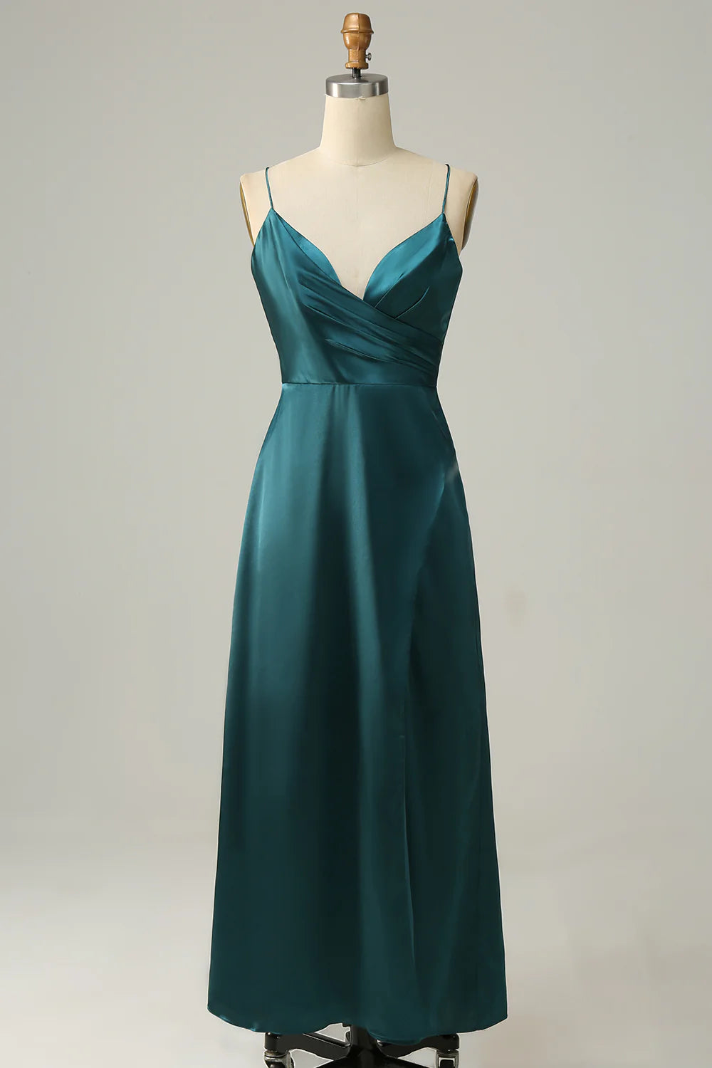 A Line Spaghetti Straps Plus Size Bridesmaid Dress with Open Back
