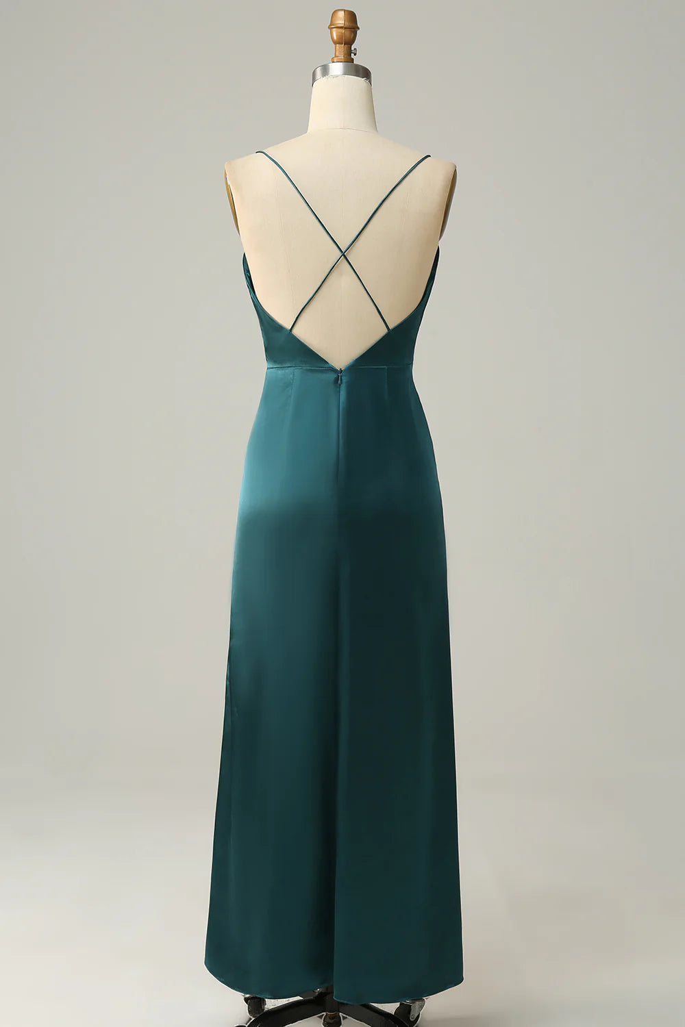 A Line Spaghetti Straps Plus Size Bridesmaid Dress with Open Back
