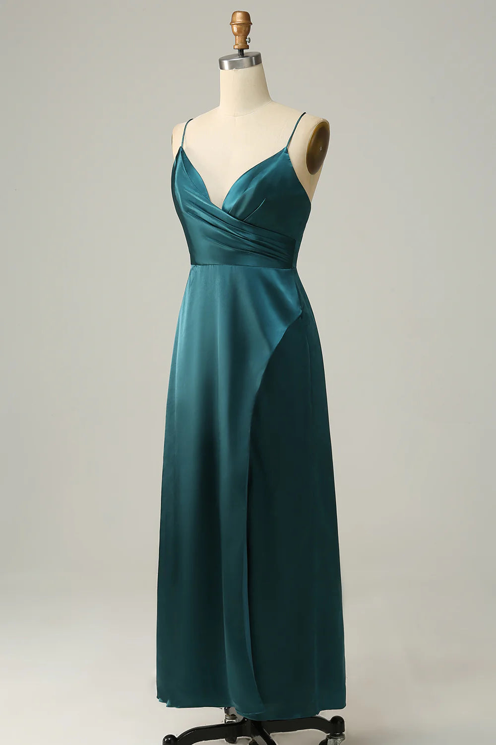 A Line Spaghetti Straps Plus Size Bridesmaid Dress with Open Back