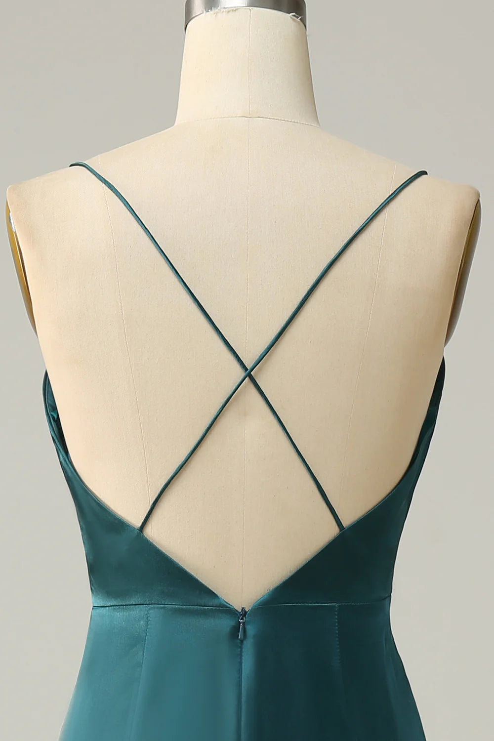 A Line Spaghetti Straps Plus Size Bridesmaid Dress with Open Back