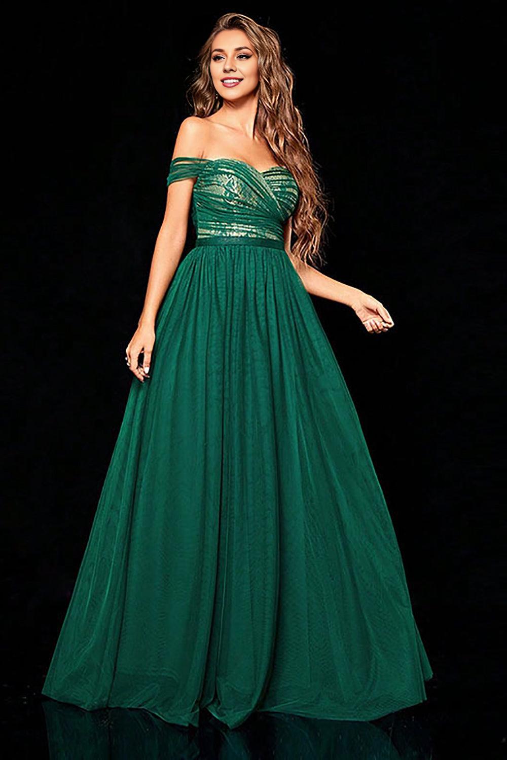 A Line Tulle Off the Shoulder Mother of the Bride Dresses With Pleated