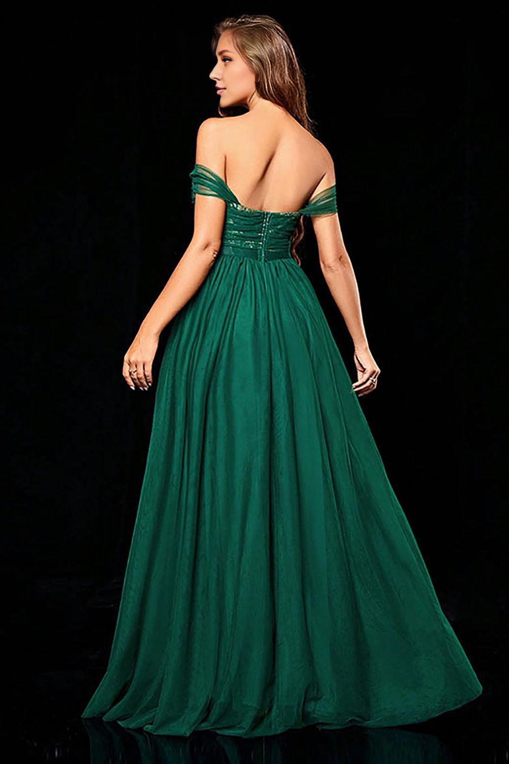 A Line Tulle Off the Shoulder Mother of the Bride Dresses With Pleated