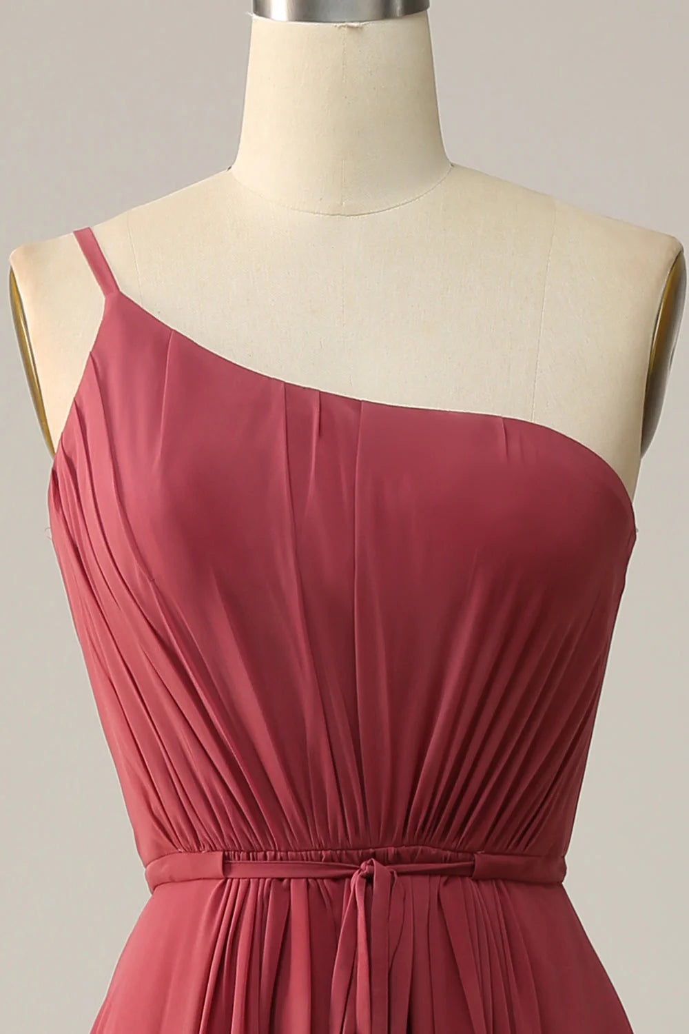 A Line One Shoulder Chiffon Long Bridesmaid Dress