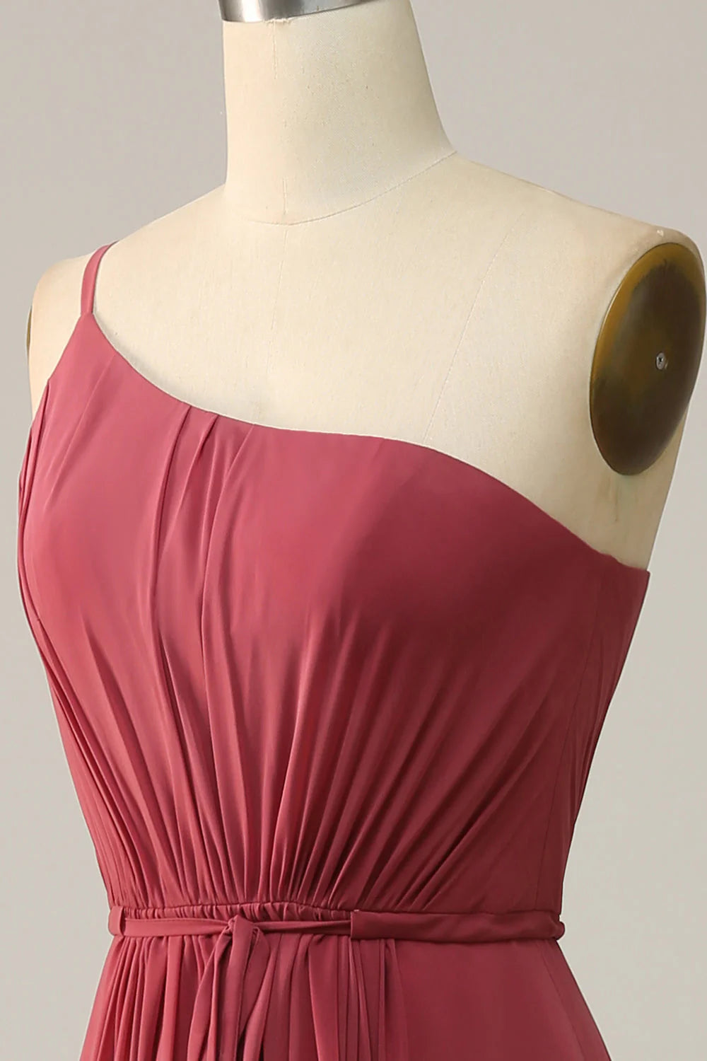A Line One Shoulder Chiffon Long Bridesmaid Dress