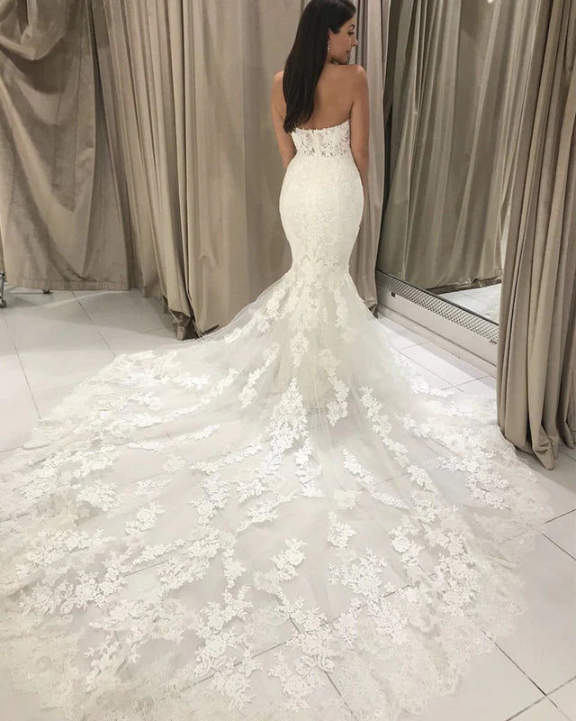 Elegant Lace Mermaid Wedding Dress Sweetheart