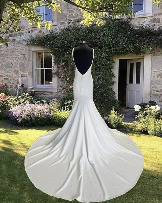 Mermaid Plunge Neck Wedding Dress