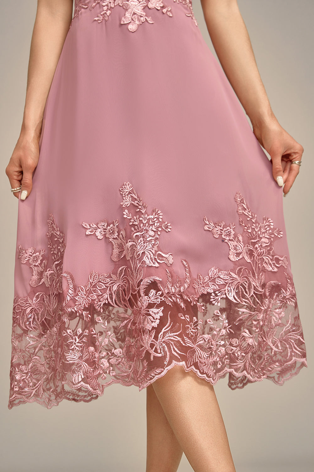 A-Line Tea-Length Mother of the Bride Dress With Sequins