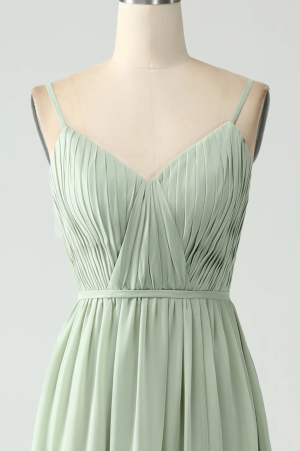 A Line Spaghetti Straps Pleated Maternity Bridesmaid Dress With Slit