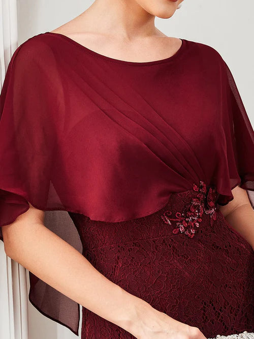 Elegant lace fish tail chiffon bridal mother outfit