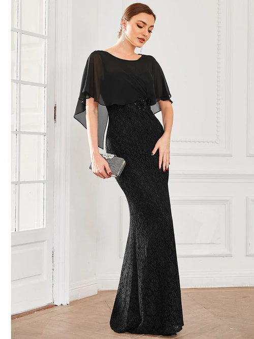 Elegant lace fish tail chiffon bridal mother outfit
