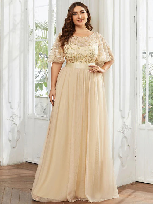 Plus size sexy sequin tight fitting long formal bridal mother evening gown