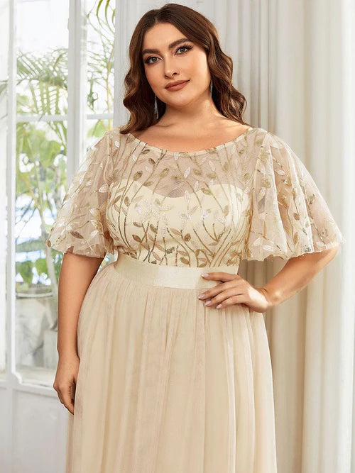 Plus size sexy sequin tight fitting long formal bridal mother evening gown