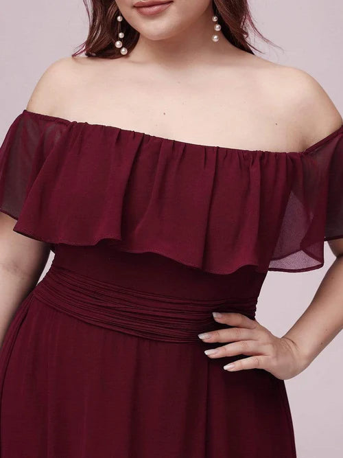 Plus size elegant and sexy side slit long chiffon formal dress