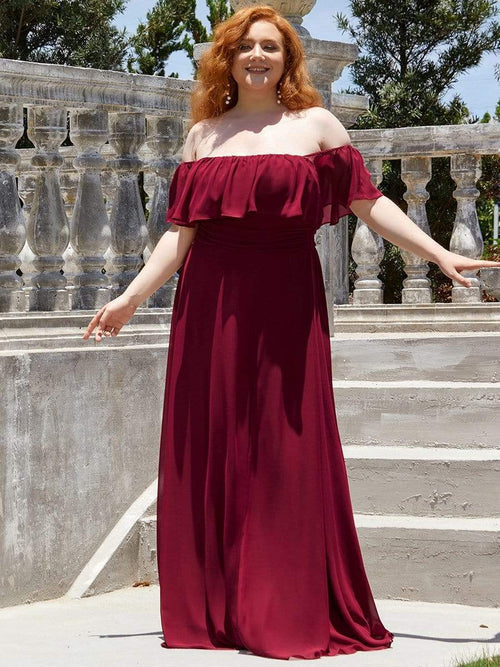 Plus size elegant and sexy side slit long chiffon formal dress