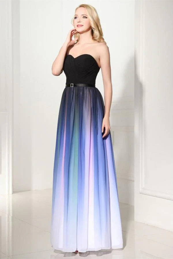 Elegant A-line Sweetheart Black Lace up Sleeveless Evening Dress UK