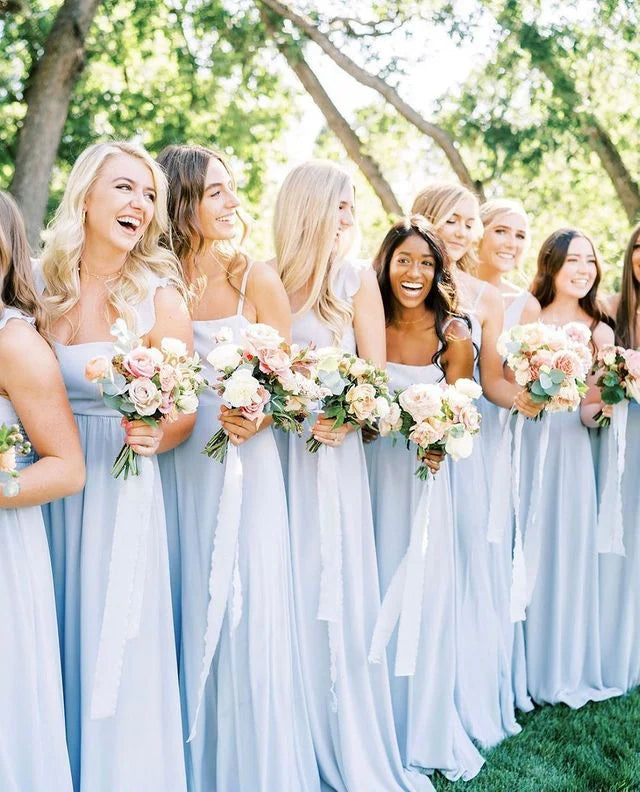 Elegant A-line Italian Noodle Bridesmaid Chiffon Elegant Long Wedding Dress