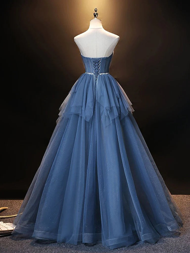 Elegant and noble A-line strapless sweet sheer dance dress