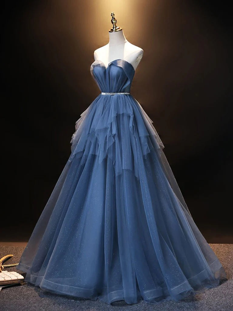 Elegant and noble A-line strapless sweet sheer dance dress