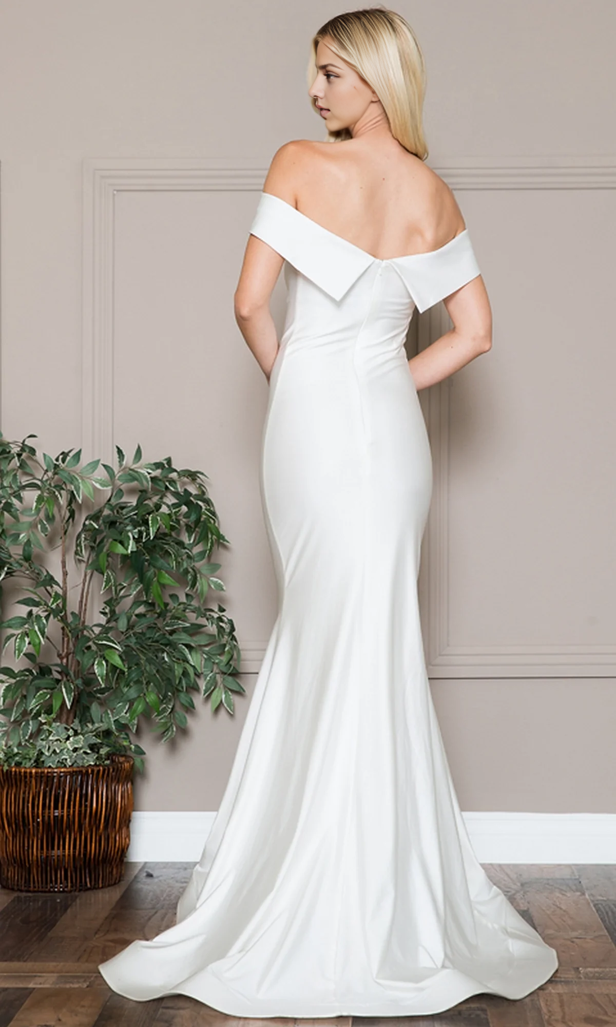 Elegant and minimalist slim fit long off shoulder fishtail skirt that fits the curves of the hips, combining fashion and affordability Prom Dresses