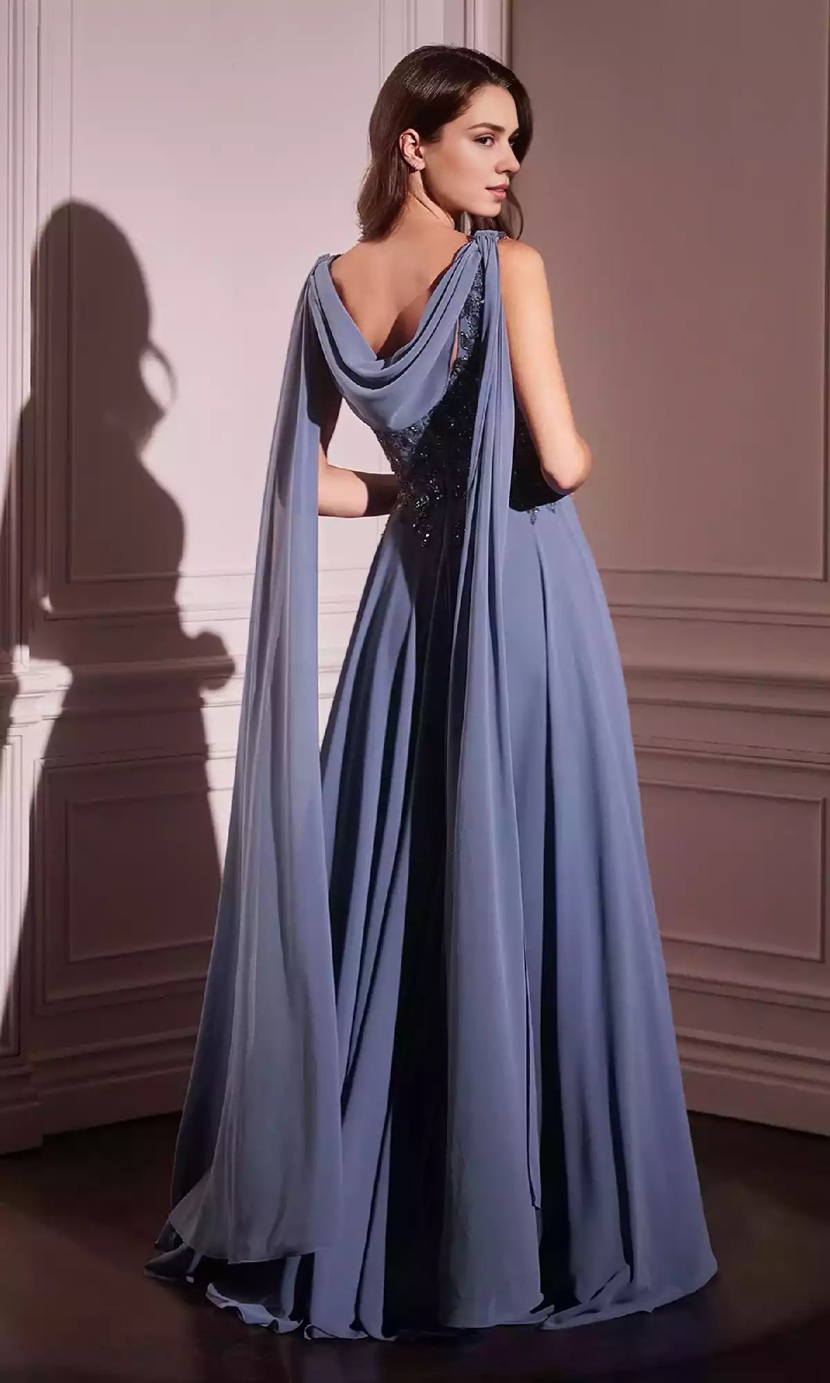 Elegant long A-line round neck tight corset embroidered with floral chiffon for slimming and perfect body shaping Prom Dresses