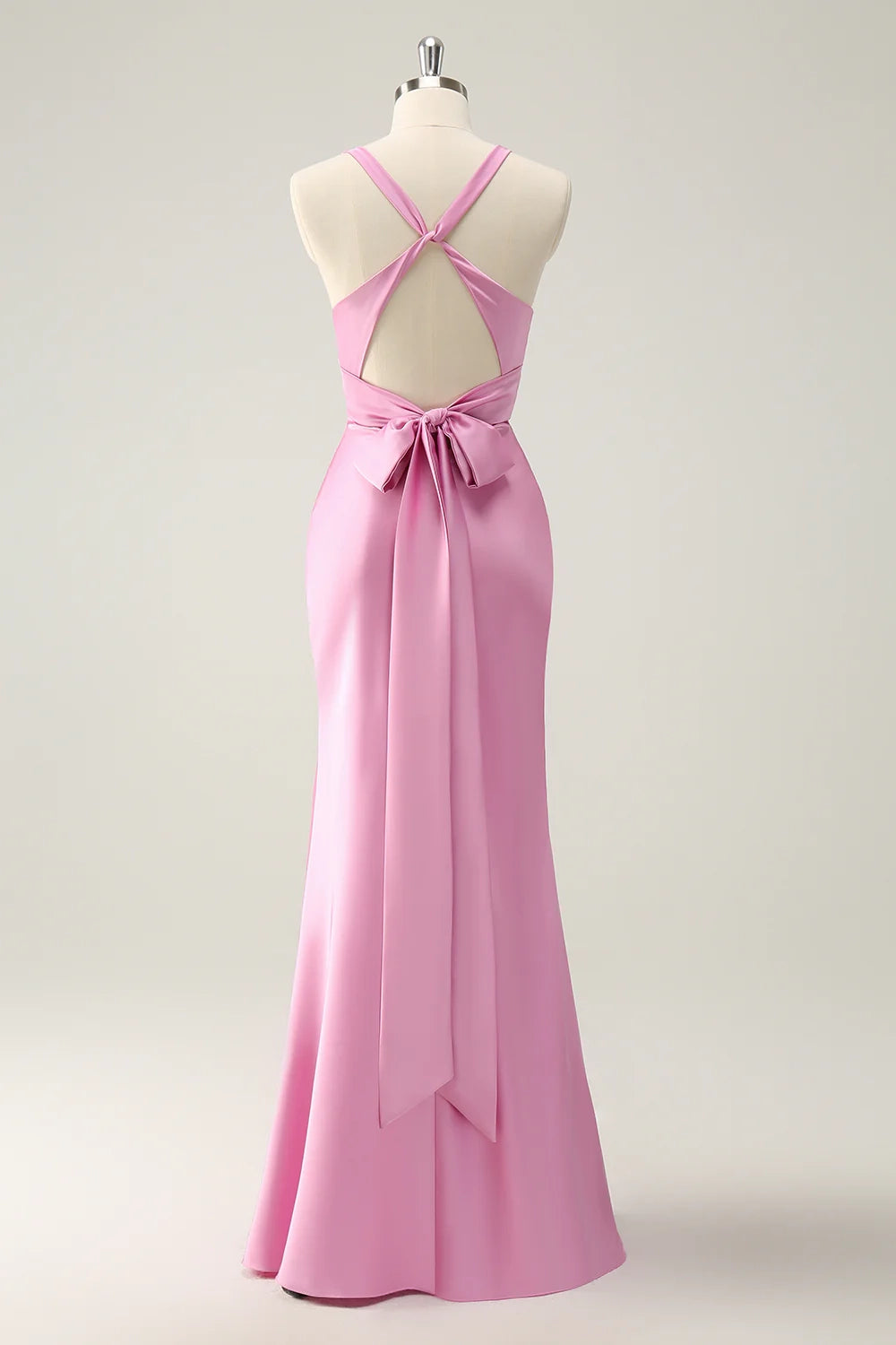 Elegant mermaid deep V-neck long back lace bridesmaid dress