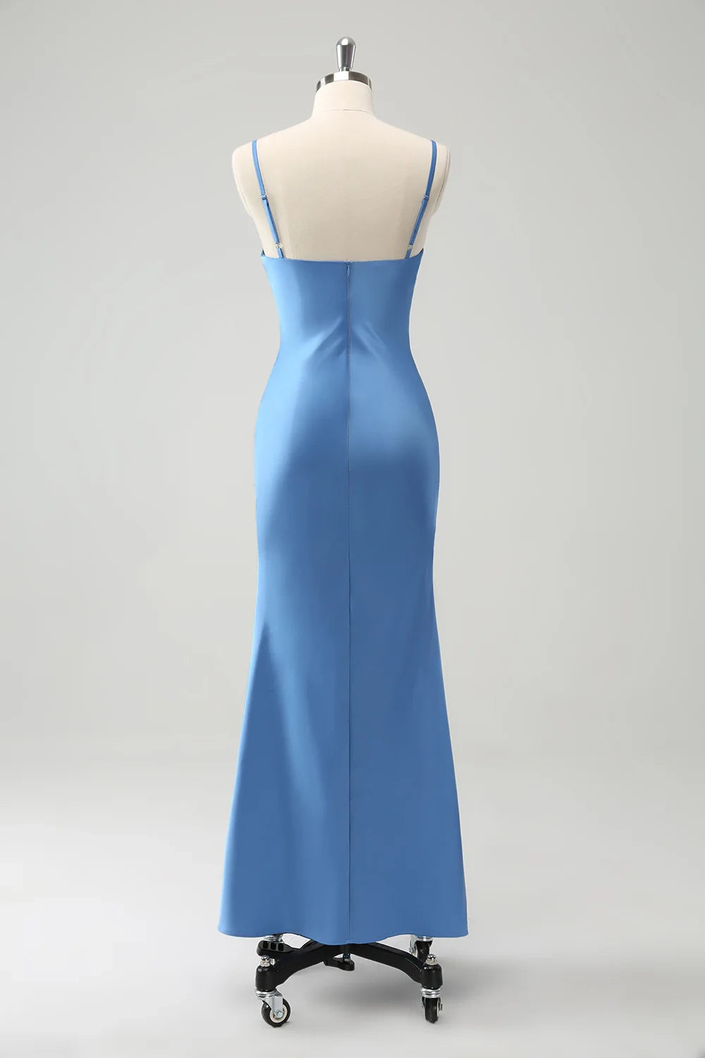 Elegant mermaid slim shoulder strap satin bow slim bridesmaid dress